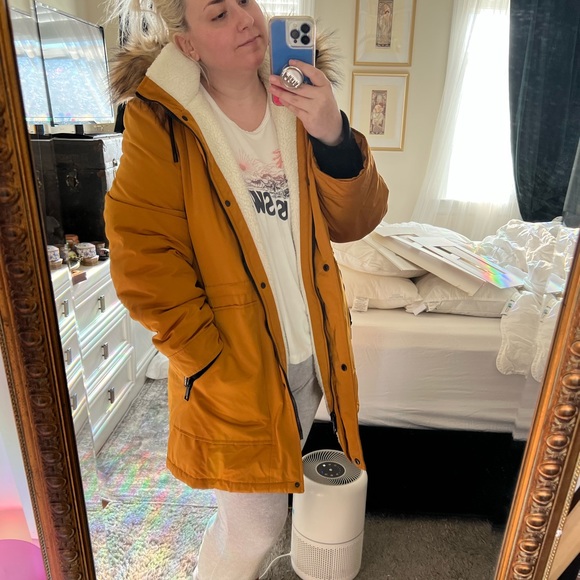 NWT NEVER WORN Incredible luxe Nine West mustard yellow winter coat XXL - Picture 4 of 11